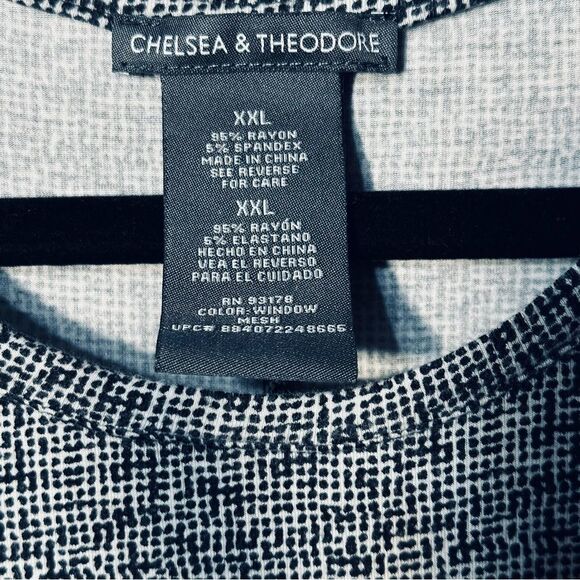 Chelsea & Theadore Black & White Stretchy Round Neckline, Short Sleeves Sz XXL - Picture 2 of 8